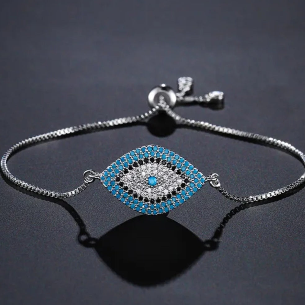 ELSA evil eye Bracelet silver blue- Zoha Los Angeles