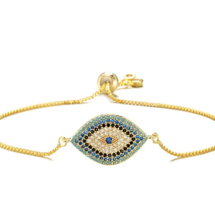 ELSA evil eye Bracelet gold blue black- Zoha Los Angeles
