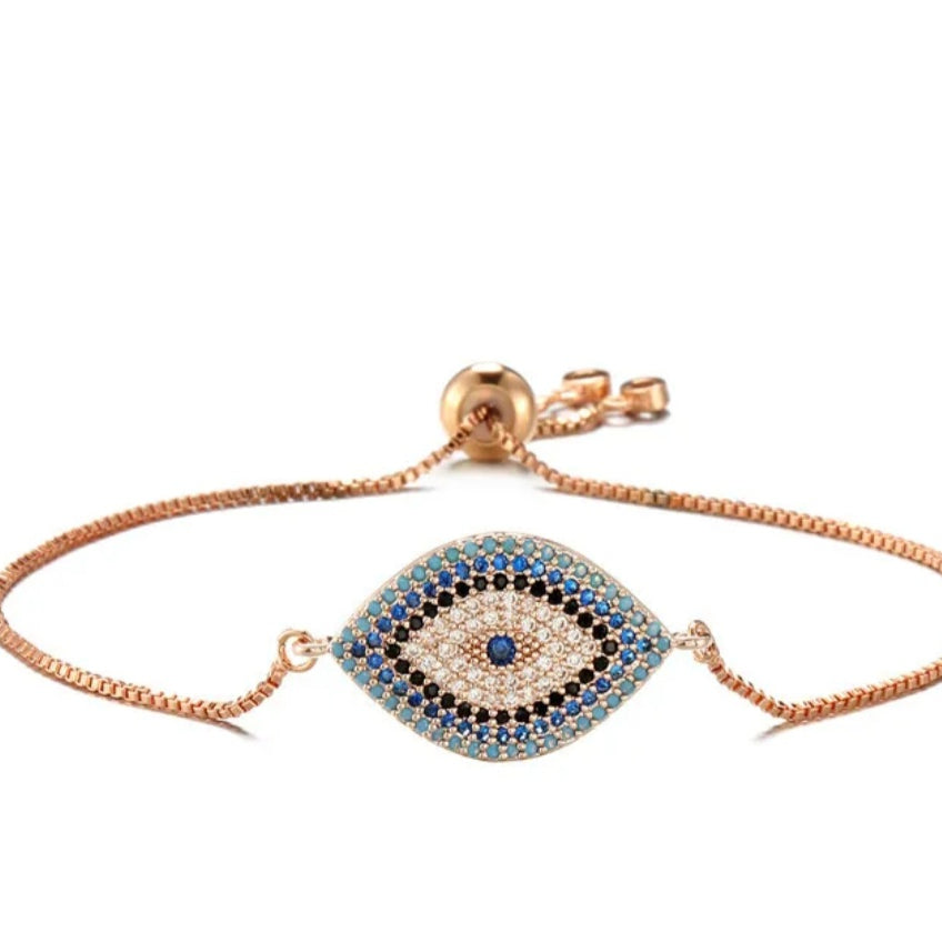 ELSA evil eye rose gold blue black Bracelet - Zoha Los Angeles