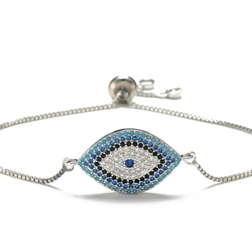 ELSA Bracelet evil eye silver blue black- Zoha Los Angeles