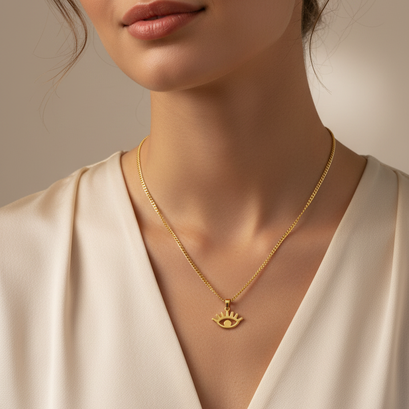 NIKA Necklace | Evil Eye 18k Gold | Zoha Los Angeles