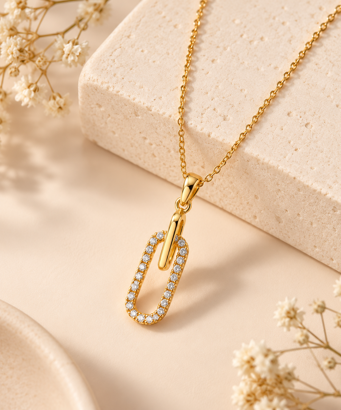 Sparkly Paperclip Link Necklace