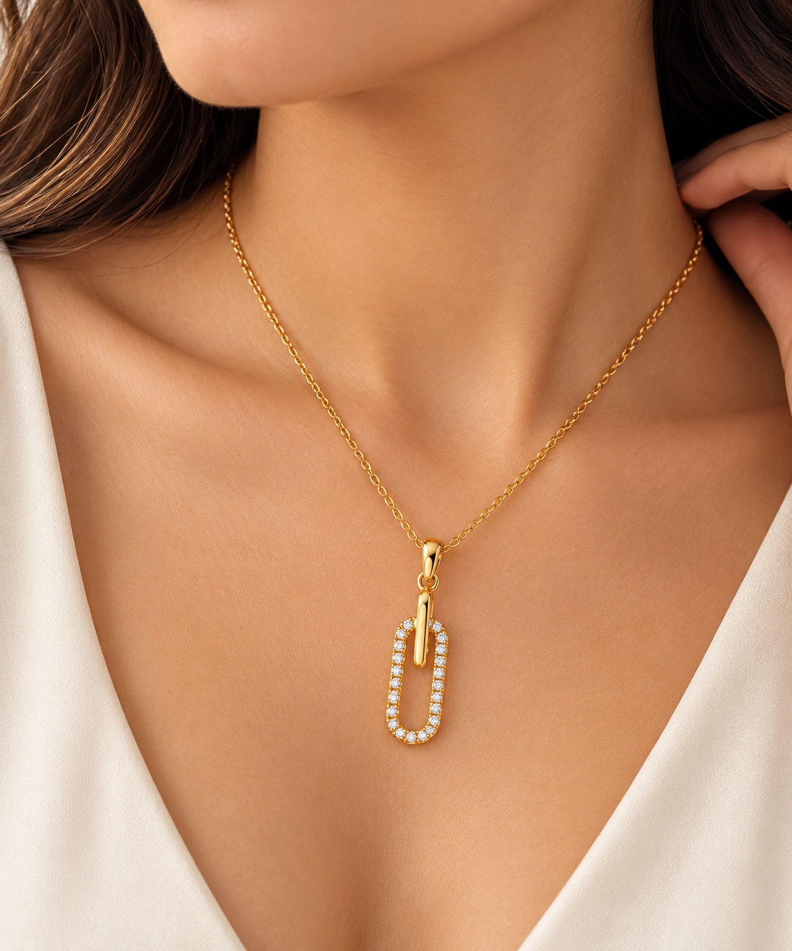 Sparkly Paperclip Link Necklace