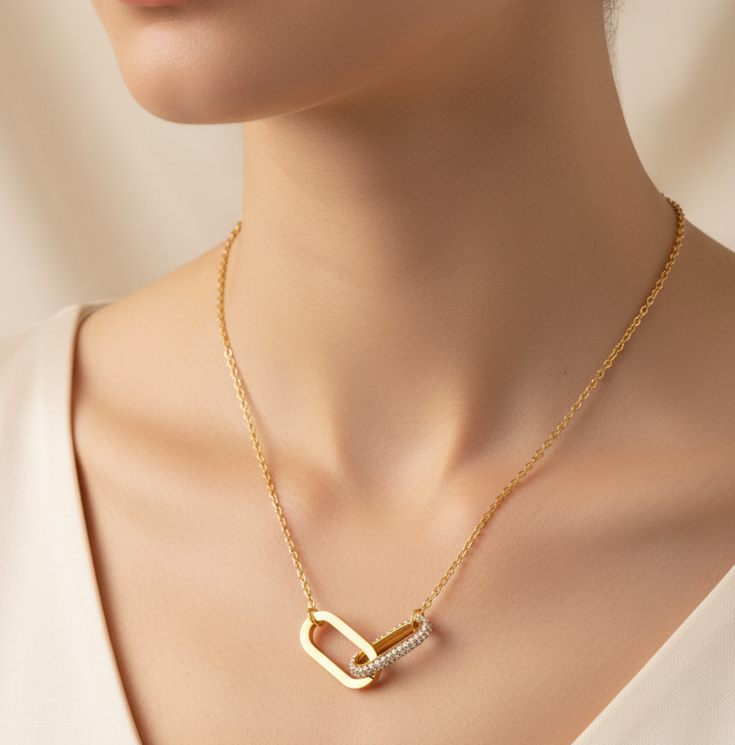 amara hoop pendant necklace 18k gold plated