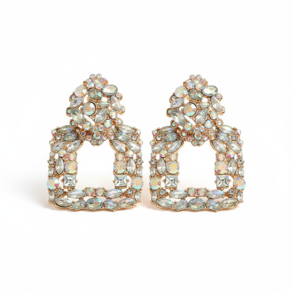 aurora borealis triangle drop earrings