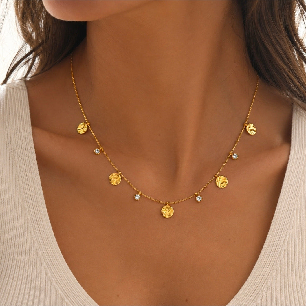 Rebecca Coin Necklace - Gold Coin Pendant - Zoha Los Angeles