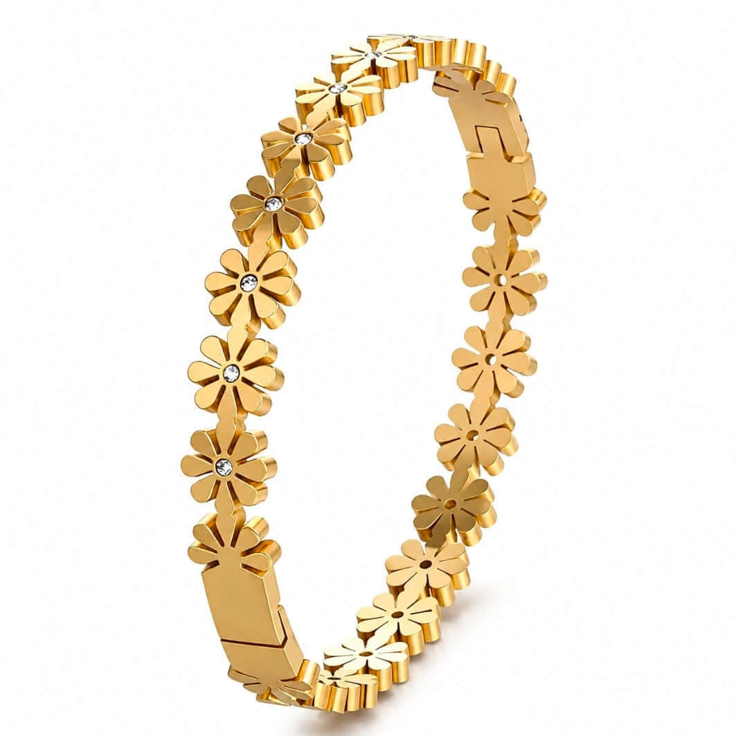 Daisy Bloom Crystal Bracelet – 18k Gold Plated
