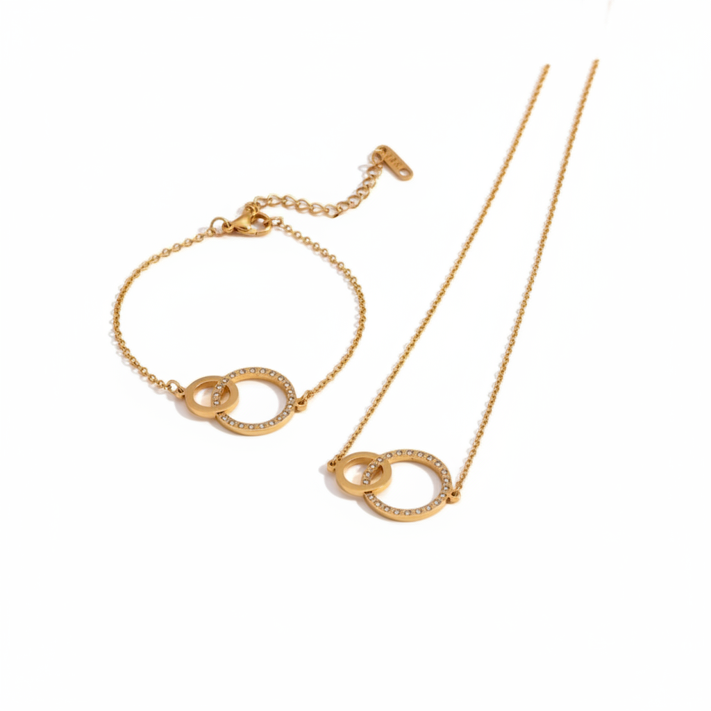 EMMY Circle Necklace in gold - 18K gold plated cubic zirconia pendant by Zoha Los Angeles