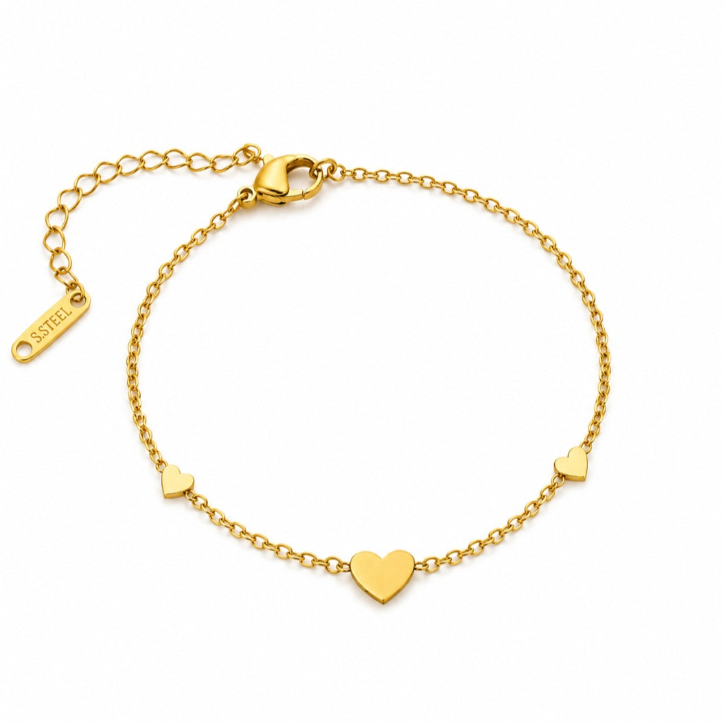 Marissa Heart Bracelet - Gold Heart Charm Bracelet - Zoha Los Angeles