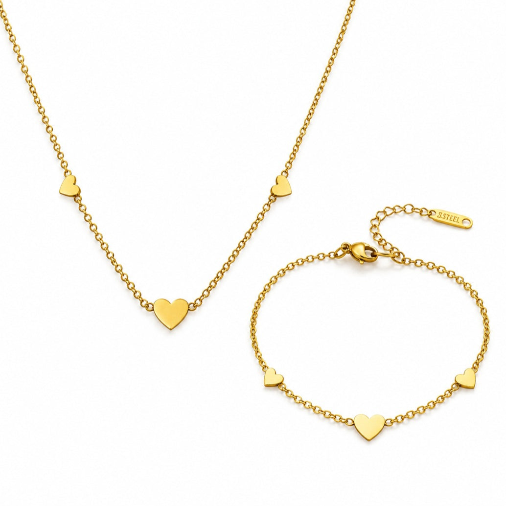 Marissa Heart Bracelet - Gold Heart Charm Bracelet - Zoha Los Angeles