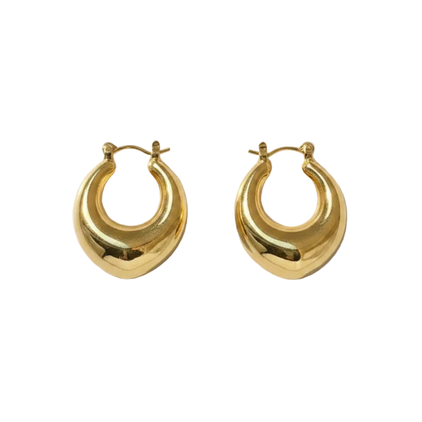 Layla Teardrop Hoop Earrings – Chunky Mirror-Polish 18k Gold Plated Hoops | Zoha Los Angeles