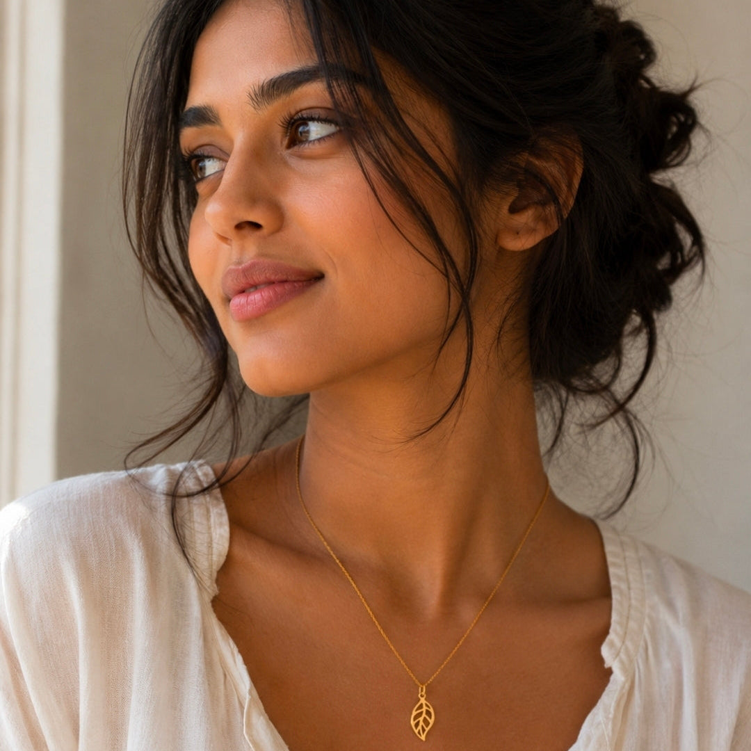 Maile Leaf Necklace - Gold Leaf Pendant - Zoha Los Angeles