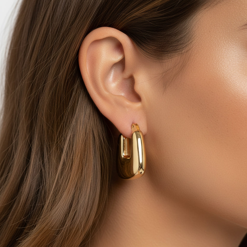 Maya Hoop Earrings – Chunky U-Shape Horseshoe Hoops in 18k Gold Plated | Zoha Los Angeles
