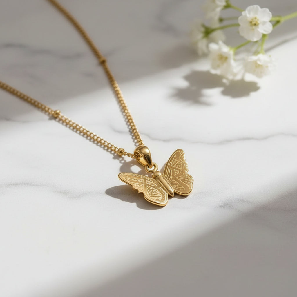 Patience & Hope Butterfly Necklace | Sabr & Amal