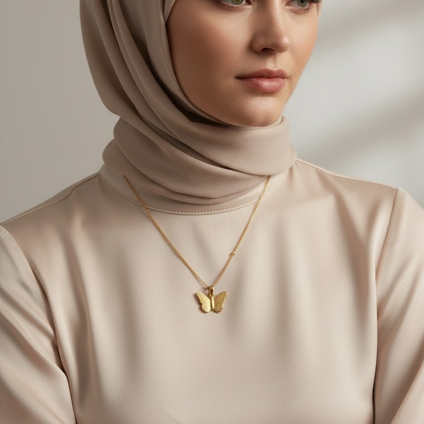 Patience & Hope Butterfly Necklace | Sabr & Amal
