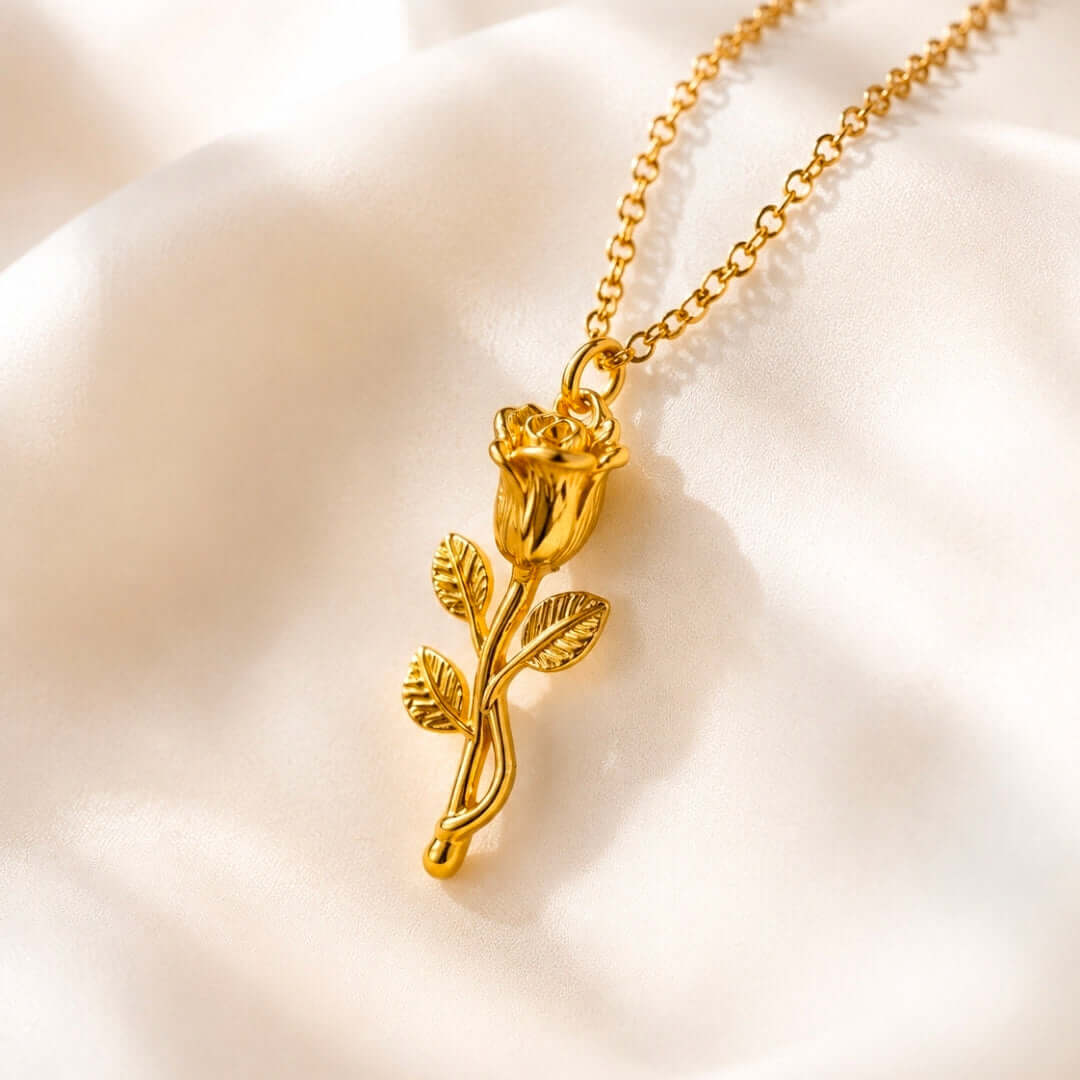 Alisha Rose Necklace – 18k Gold Plated Rose Pendant | Zoha Los Angeles