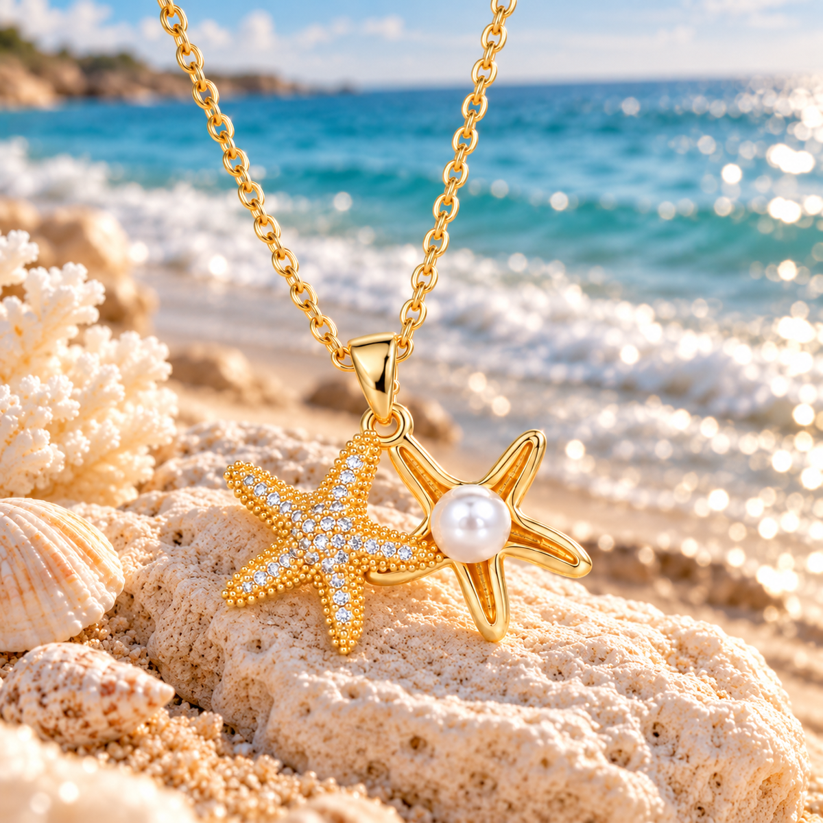 Starfish Pearl Necklace