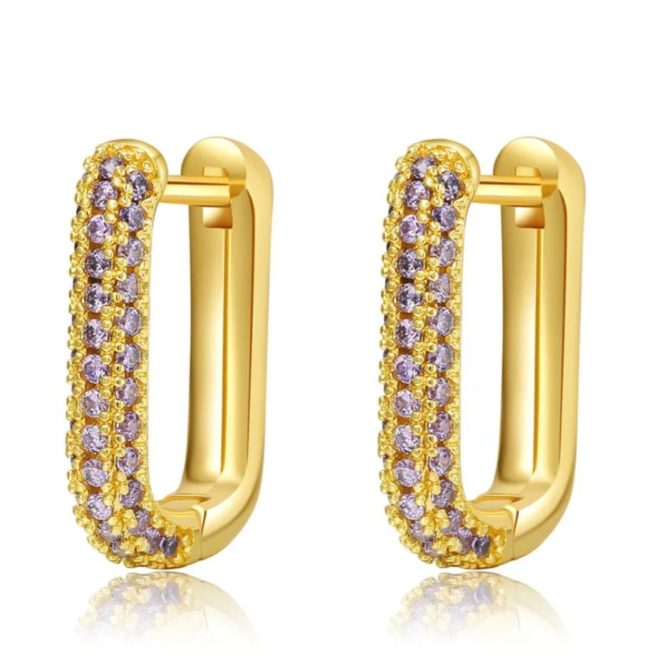 pavé hoop earrings EMY- 18k gold-plated stainless steel