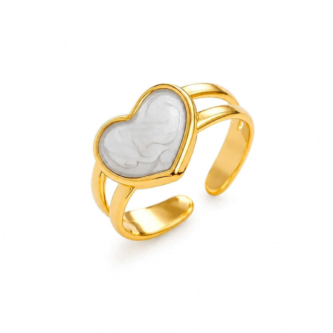 Mother-of-pearl heart ring