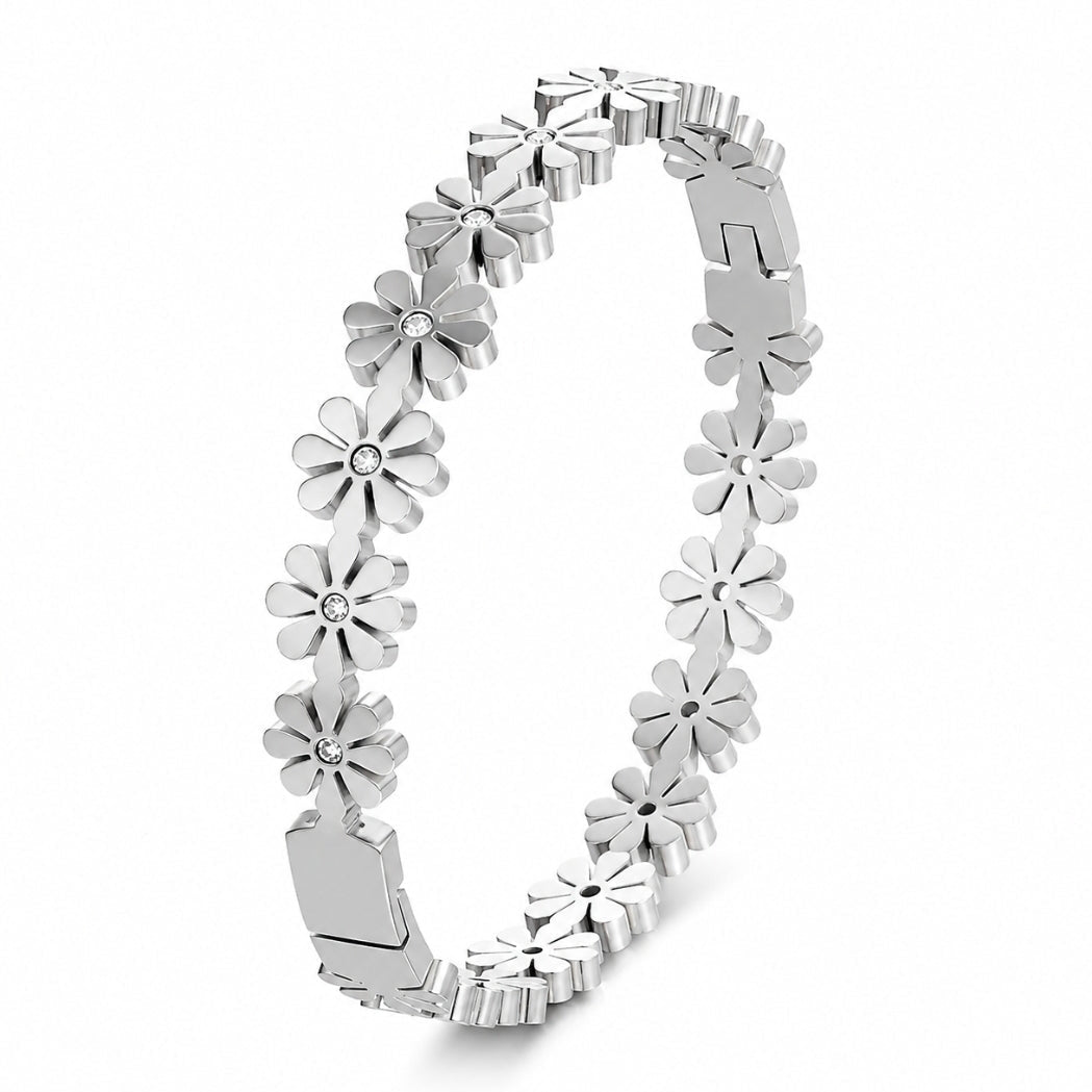 Daisy Bloom Crystal Bracelet – 18k Gold Plated