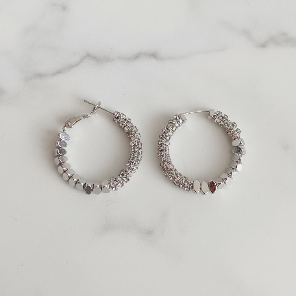 Nyla Hoop Earrings in silver- 18K gold plated stainless steel by Zoha Los Angeles