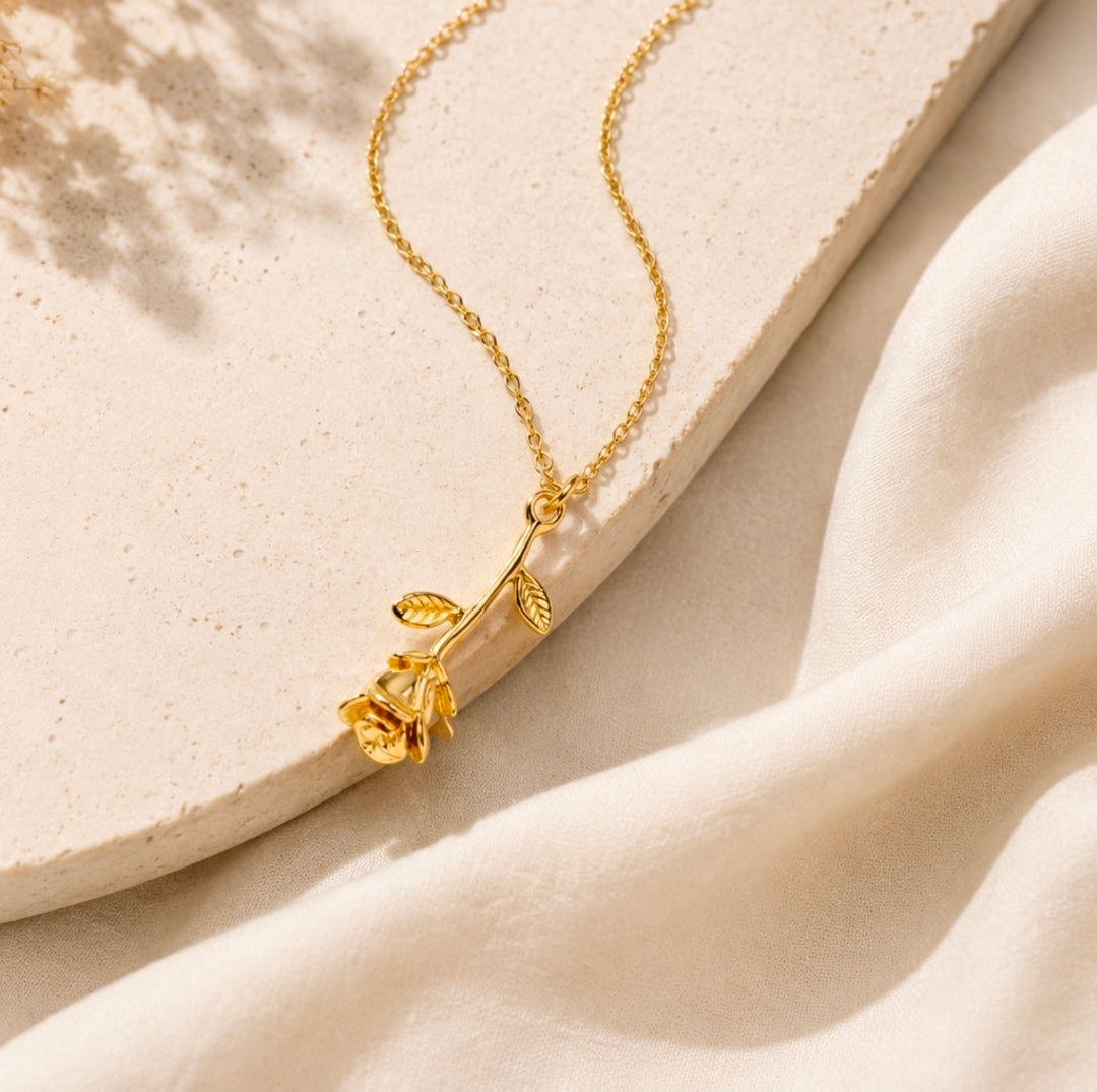 Alisha Rose Necklace - Gold Rose Pendant - Zoha Los Angeles