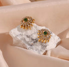 evil eye earrings with green enamel 18k gold plated 