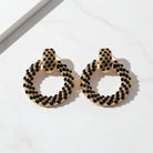 Mina Twisted Rope Hoop Earrings in Black - Zoha Los Angeles