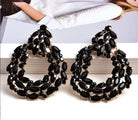  → Miya Crystal Wreath Drop Earrings in black- Zoha Los Angeles