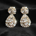 Rasha Crystal Teardrop Earrings – Iridescent Drop Earrings in White Gold | Zoha Los Angeles