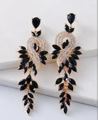 Tiarra Chandelier Drop Earrings – Pavé CZ & Crystal Leaf Cascade in gold  | Zoha Los Angeles