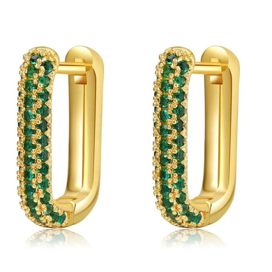 Emy Pavé Hoop Earrings | Crystal Rectangular Hoops