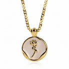 rose shell necklace round coin pendant 