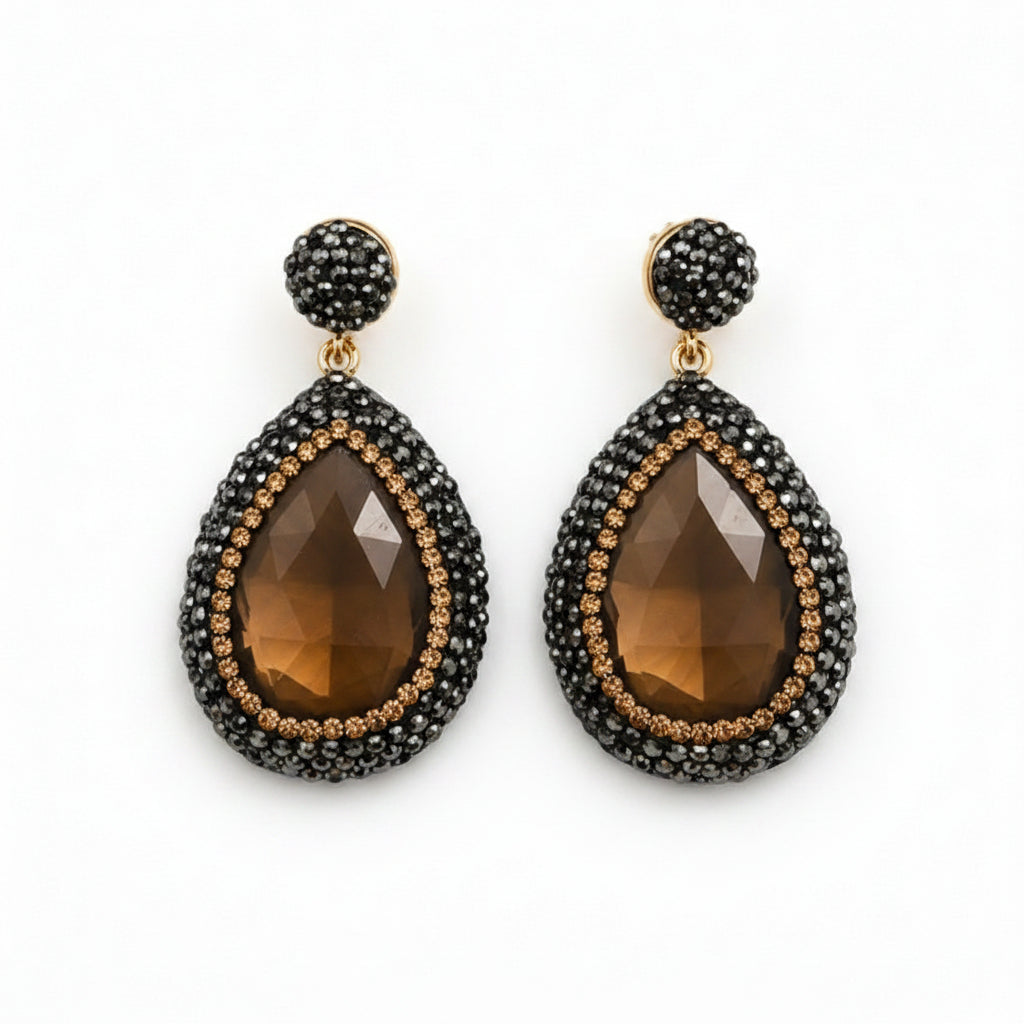 bronze stone pendant earrings
