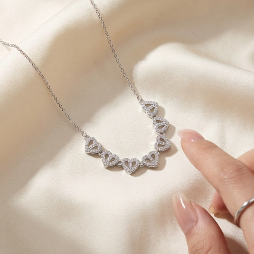 AMANDA Open Close Heart Necklace in silver with cubic zirconia – 18k gold plated – Zoha Los Angeles