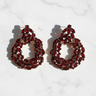  → Miya Crystal Wreath Drop Earrings in Red - Zoha Los Angeles