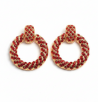 Mina Twisted Rope Hoop Earrings in red- Zoha Los Angeles