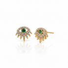 evil eye earrings with green enamel 18k gold plated 