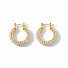 chunky pearl hoop earrings - Rida, luxurious gold-plated earrings encrusted with white pearls.