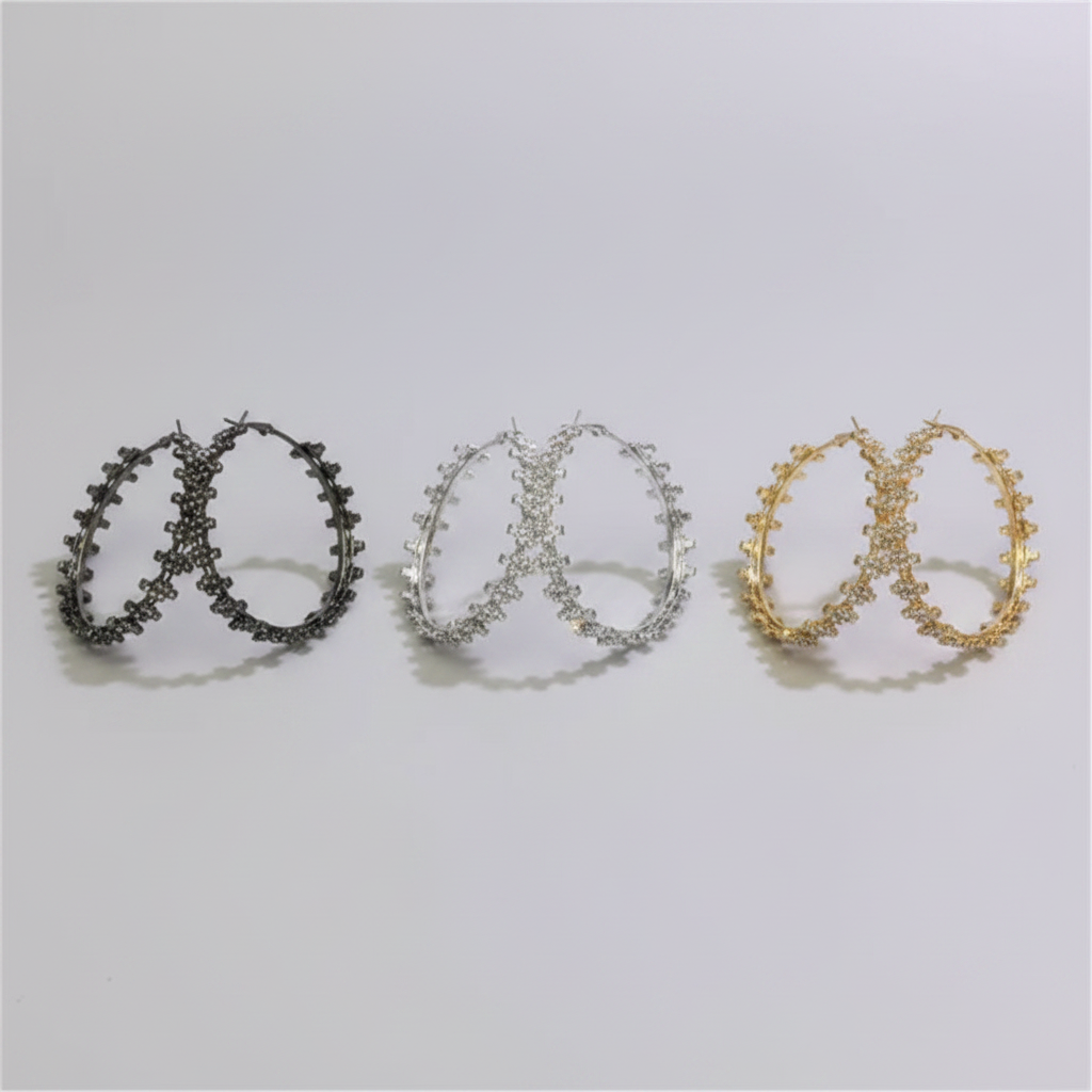 Lora Crystal Flower Hoop Earrings – CZ Floral Statement Hoops in Gold | Zoha Los Angeles