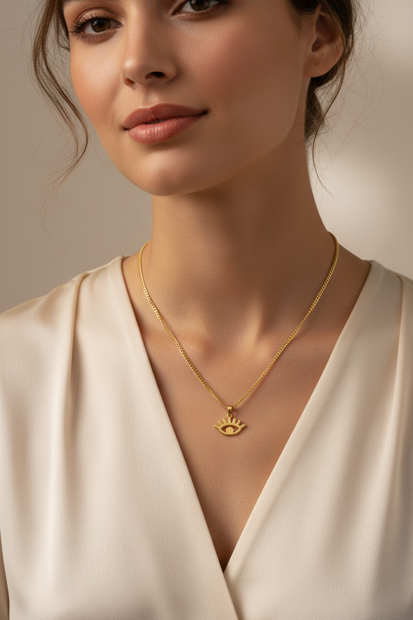 NIKA Necklace | Evil Eye 18k Gold | Zoha Los Angeles