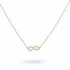 infinity necklace in gold and silver - Amna featuring a minimalist infinity symbol in rose gold.