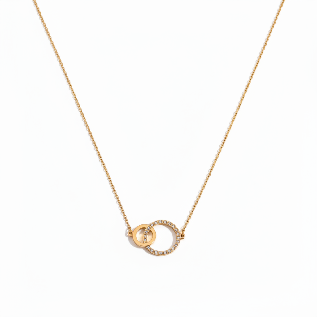 EMMY Circle Necklace in gold - 18K gold plated cubic zirconia pendant by Zoha Los Angeles