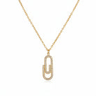 Pavé Paperclip Necklace in Gold - Zoha Los Angeles