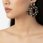Alyssa Rhinestone Drop Earrings – Floral Wreath Crystal Drops in Black | Zoha Los Angeles