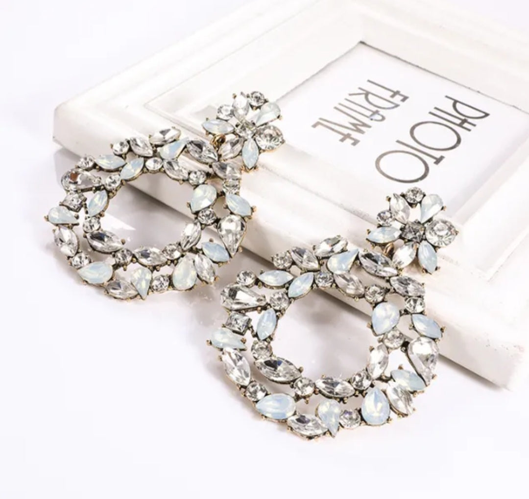 Alyssa rhinestone drop earrings white