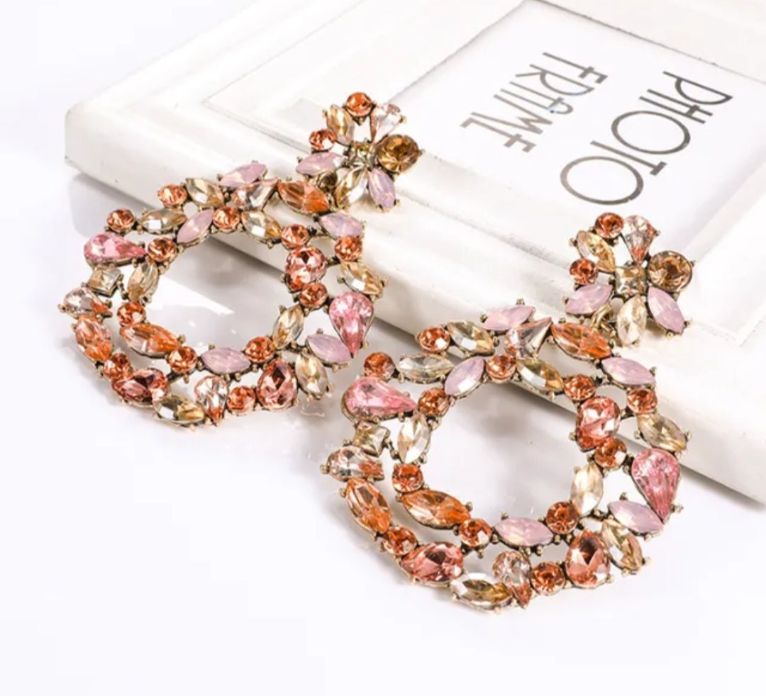Alyssa rhinestone drop earrings pink