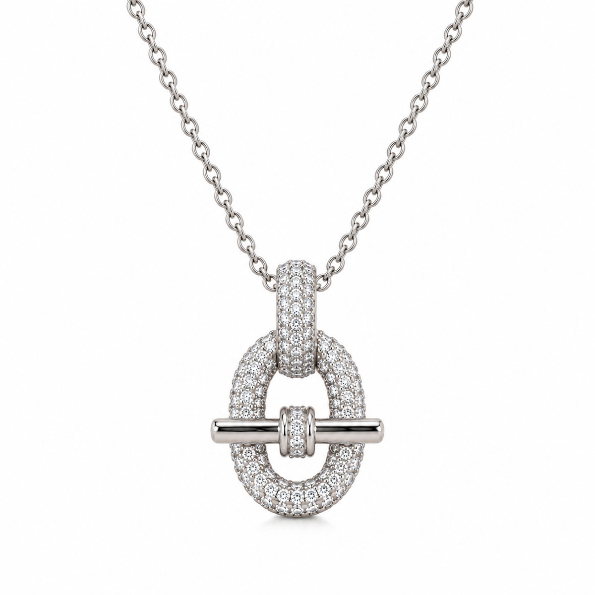 Auréa Pavé Toggle Necklace silver - Zoha Los Angeles