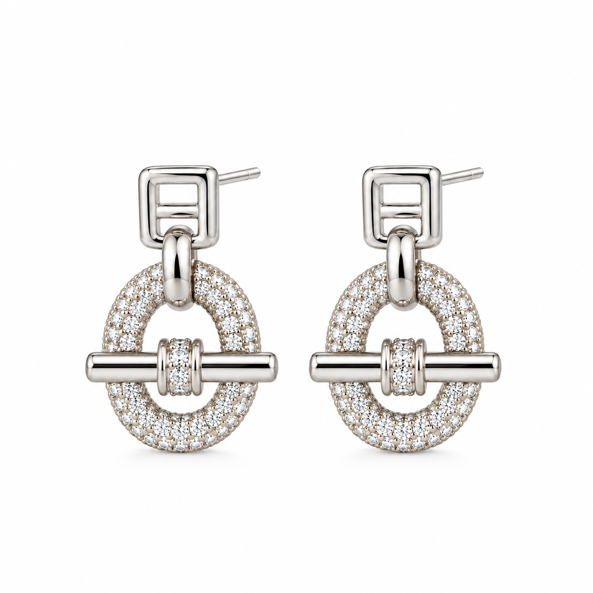 Auréa Pavé Toggle Stud Earrings silver- Zoha Los Angeles