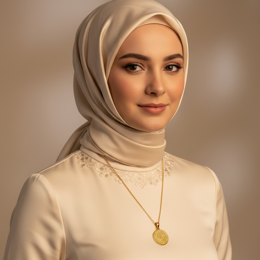 Ayatul Kursi Circle Necklace – Islamic Pendant Necklace gold| Zoha Los Angeles